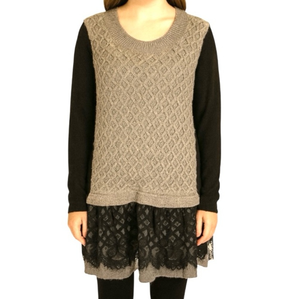 Twin-Set Wool Knit Lace Hem Sweater Dress Tunic Size S